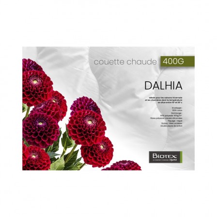 COUETTE DALHIA 240X220 400 G M2  FIBRE CREUSE BIOTEX