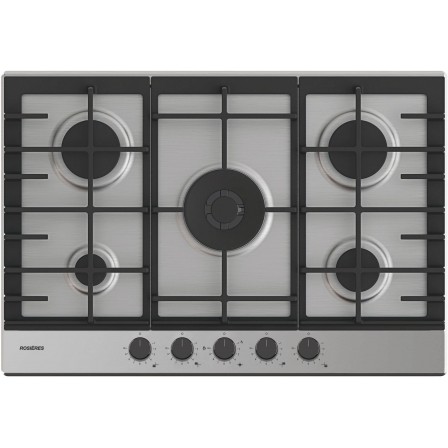 PLAQUE RHG75WC5X  5*GAZ VERRE 74CM INOX ROSIERE