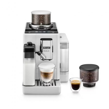 ROBOT CAFE FEB4455 W 19*BAR RIVELIA LATTE 1 4L TACTILE 2 BACS GRAIN BLANC DE LONGHI OFFRE 70€ 02 01 26