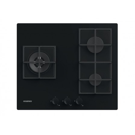 PLAQUE RVG63B4MBB 1 3*GAZ VERRE NOIR ROSIERES