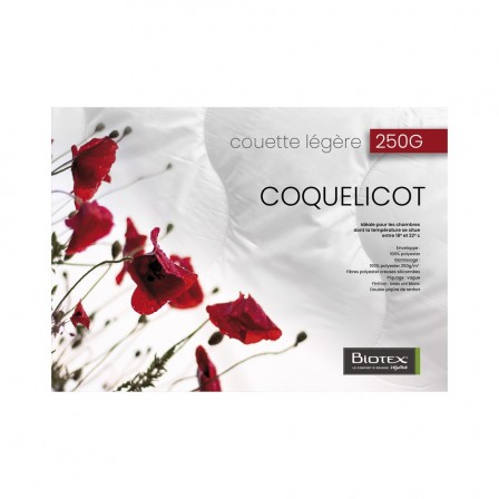 COUETTE COQUELICOT 240X220 250G M2  FIBRE CREUSE BIOTEX